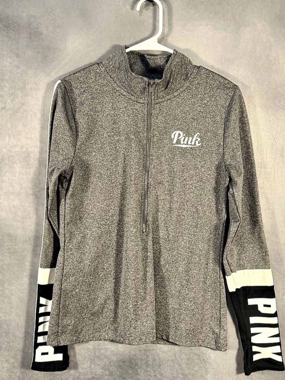 Victoria's Secret PINK Ultimate Zip Jacket Gray & Black Size Medium Like New